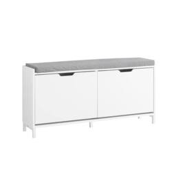 SoBuy Slim Entrance Bench - Storage & Cushion - Nordic in White - thumbnail 2
