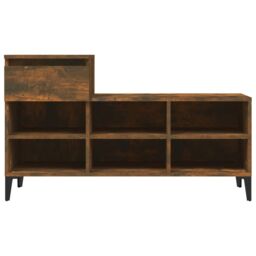 Berkfield Home Shoe Cabinet Smoked Oak 102x36x60 cm Engineered Wood in Brown - Size: 102 x 36 x 60 cm - thumbnail 6