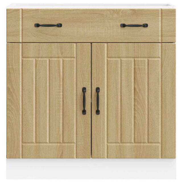 Berkfield Home Kitchen Base Cabinet Lucca Sonoma Oak Engineered Wood in Light Tan