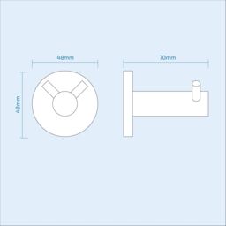 Nes Home Double Robe Hook Chrome Round in Silver - thumbnail 3