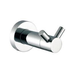 Nes Home Double Robe Hook Chrome Round in Silver