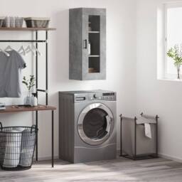Berkfield Home Wall Mounted Cabinet Concrete Grey 34.5x34x90 cm - thumbnail 2