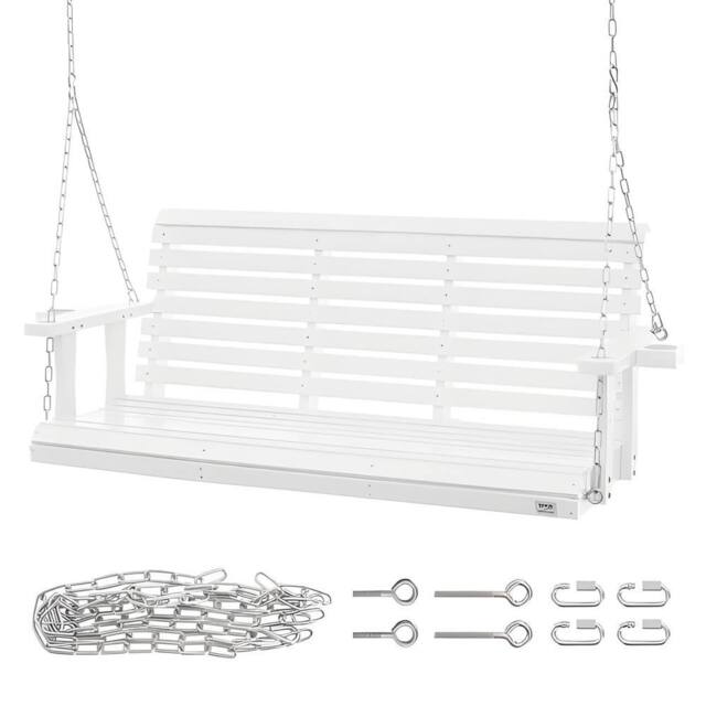VEVOR Sturdy Wooden Porch Swing 5.5 Ft Heavy Duty Load Capacity White - Size: Medium - image 1