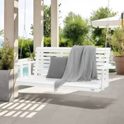 VEVOR Sturdy Wooden Porch Swing 5.5 Ft Heavy Duty Load Capacity White - Size: Medium - thumbnail 3