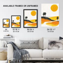 "Artery8 Abstract Tuscany Field Yellow Orange Italy Summer Framed Art Print - Size: W12"" x H16""" - thumbnail 3