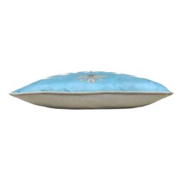 Furn Colony Palm Botanical Printed Velvet Cushion in Blue - Size: 43 cm x 43 cm - thumbnail 4