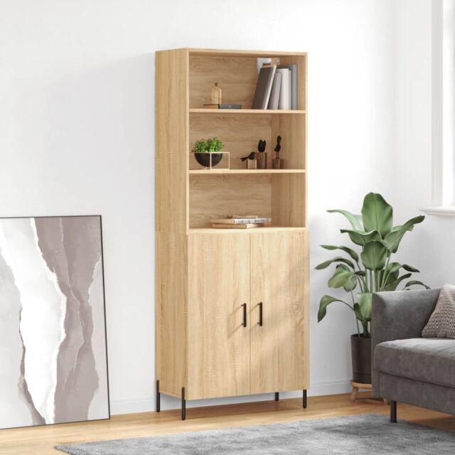 Berkfield Home Highboard Sonoma Oak 69.5x34x180 cm Engineered Wood in Brown - image 1