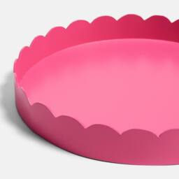 OHS Scallop Edge Round Storage Tray Plastic Decorative Organiser in Bright Pink - thumbnail 5