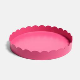 OHS Scallop Edge Round Storage Tray Plastic Decorative Organiser in Bright Pink - thumbnail 3