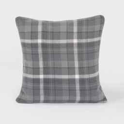 "OHS Woven Check Cushion Covers Tartan Pack of 2 Case Pad Set 18"" x 18"" Home in Charcoal - Size: 45 cm x 45 cm" - thumbnail 3