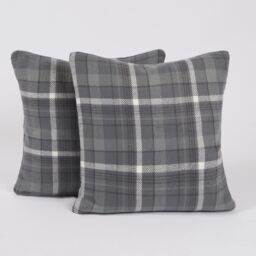 "OHS Woven Check Cushion Covers Tartan Pack of 2 Case Pad Set 18"" x 18"" Home in Charcoal - Size: 45 cm x 45 cm" - thumbnail 4