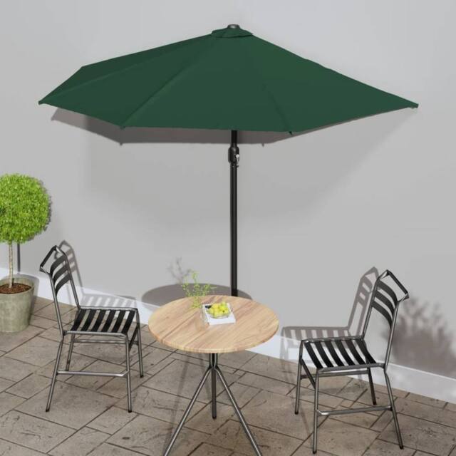 Berkfield Home Balcony Parasol with Aluminium Pole Green 270x144 cm Half - image 1