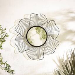 FurnitureboxUK Flora Medium Round Flower Frame 80cm Garden Mirror in Black - thumbnail 2