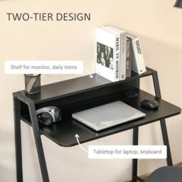Wyld Haus Havi 84cm Compact Black Writing Desk with Raised Storage Shelf - thumbnail 5