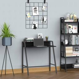 Wyld Haus Havi 84cm Compact Black Writing Desk with Raised Storage Shelf - thumbnail 3