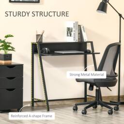 Wyld Haus Havi 84cm Compact Black Writing Desk with Raised Storage Shelf - thumbnail 6