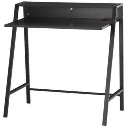 Wyld Haus Havi 84cm Compact Black Writing Desk with Raised Storage Shelf - thumbnail 2