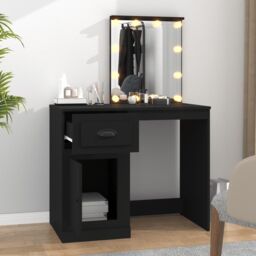Berkfield Home Dressing Table with LED Black 90x50x132.5 cm Engineered Wood - thumbnail 3