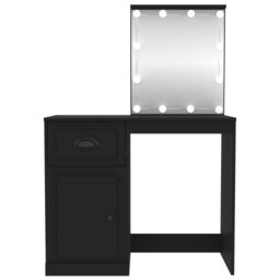 Berkfield Home Dressing Table with LED Black 90x50x132.5 cm Engineered Wood - thumbnail 6
