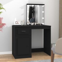 Berkfield Home Dressing Table with LED Black 90x50x132.5 cm Engineered Wood