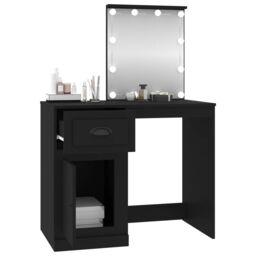 Berkfield Home Dressing Table with LED Black 90x50x132.5 cm Engineered Wood - thumbnail 5