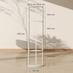 HOMCOM RGB LED Floor Lamp with Shelves & Remote Control for Living Room in White - thumbnail 3
