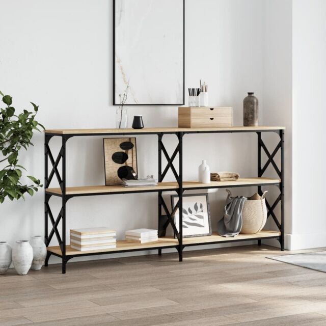 Berkfield Home Console Table Sonoma Oak 156x28x80.5 cm Engineered Wood in Brown - image 1