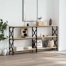 Berkfield Home Console Table Sonoma Oak 156x28x80.5 cm Engineered Wood in Brown - thumbnail 1