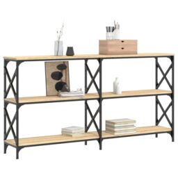Berkfield Home Console Table Sonoma Oak 156x28x80.5 cm Engineered Wood in Brown - thumbnail 3