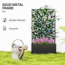 STILVORA Raised Planter with Trellis 113 cm Black - thumbnail 7