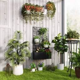 STILVORA Raised Planter with Trellis 113 cm Black - thumbnail 2