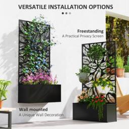 STILVORA Raised Planter with Trellis 113 cm Black - thumbnail 6