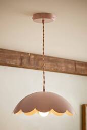 ValueLights Millie Metal Flower Style Scallop Ceiling Pendant Light & Bulb in Pale Pink - thumbnail 2