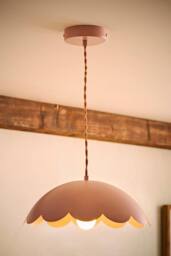 ValueLights Millie Metal Flower Style Scallop Ceiling Pendant Light & Bulb in Pale Pink - thumbnail 1