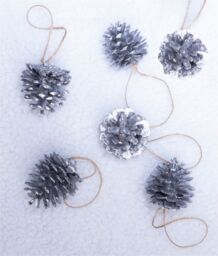 Netagon Hanging Pine Cone Decoration - Pack of 6 in Silver - thumbnail 6