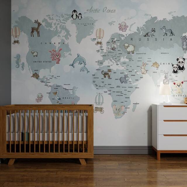 Superfresco Easy Whole Wide World Blue Print To Order 3m x 2.8m Mural - image 1