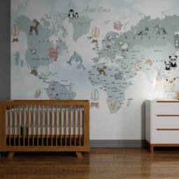 Superfresco Easy Whole Wide World Blue Print To Order 3m x 2.8m Mural - thumbnail 1