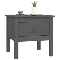 Berkfield Home Side Table Grey 50x50x49 cm Solid Wood Pine - Size: 50 x 50 x 49 cm - thumbnail 4