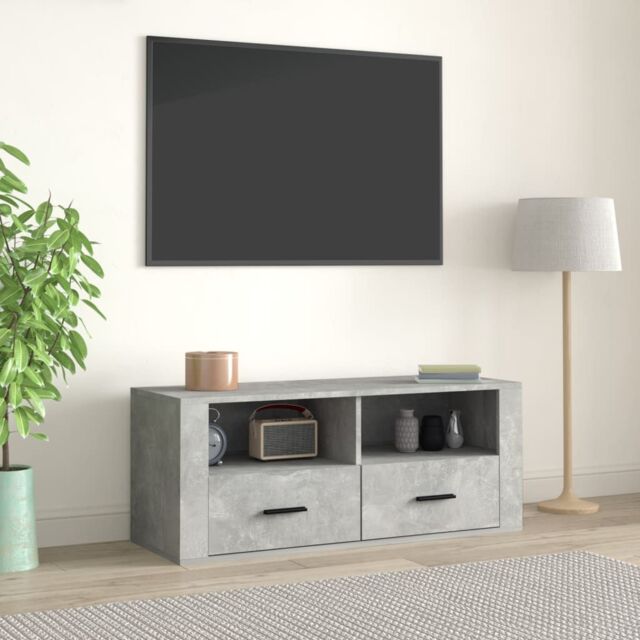 Berkfield Home TV Cabinet Concrete Grey 100x35x40 cm Engineered Wood - Size: 100 x 35 x 40 cm - image 1