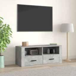 Berkfield Home TV Cabinet Concrete Grey 100x35x40 cm Engineered Wood - Size: 100 x 35 x 40 cm - thumbnail 1