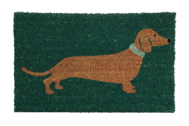 Orsina Sausage Dog Coir Doormat in Green - Size: 100 cm diameter - image 1