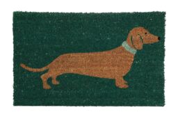 Orsina Sausage Dog Coir Doormat in Green - Size: 100 cm diameter