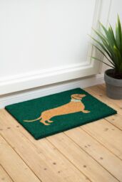 Orsina Sausage Dog Coir Doormat in Green - Size: 100 cm diameter - thumbnail 3