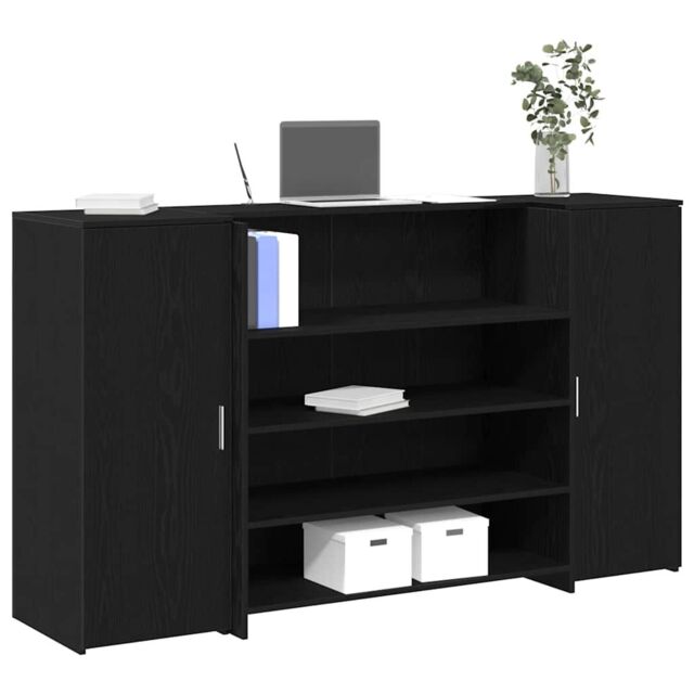 Berkfield Home Reception Desk Black Oak 180x50x103.5 cm Engineered Wood - image 1