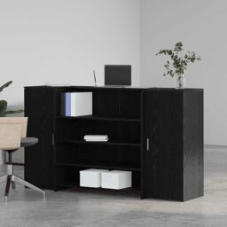 Berkfield Home Reception Desk Black Oak 180x50x103.5 cm Engineered Wood - thumbnail 3