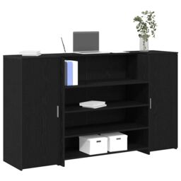Berkfield Home Reception Desk Black Oak 180x50x103.5 cm Engineered Wood - thumbnail 1