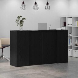 Berkfield Home Reception Desk Black Oak 180x50x103.5 cm Engineered Wood - thumbnail 4