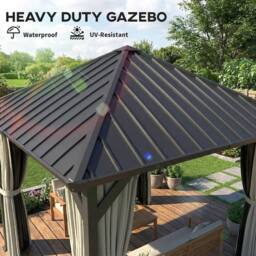 OUTSUNNY 3 x 3(m) Metal Hardtop Gazebo with Netting & Curtains, Black - thumbnail 4