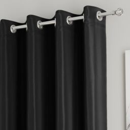 Enhanced Living Plain Supersoft Thermal Room Darkening Eyelet Single Door Curtain in Black - Size: 168 cm width x 214 cm drop - thumbnail 2