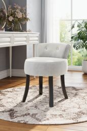 H&O Direct Velvet Soft Vanity Stool Dressing Table Chair in Light Grey
